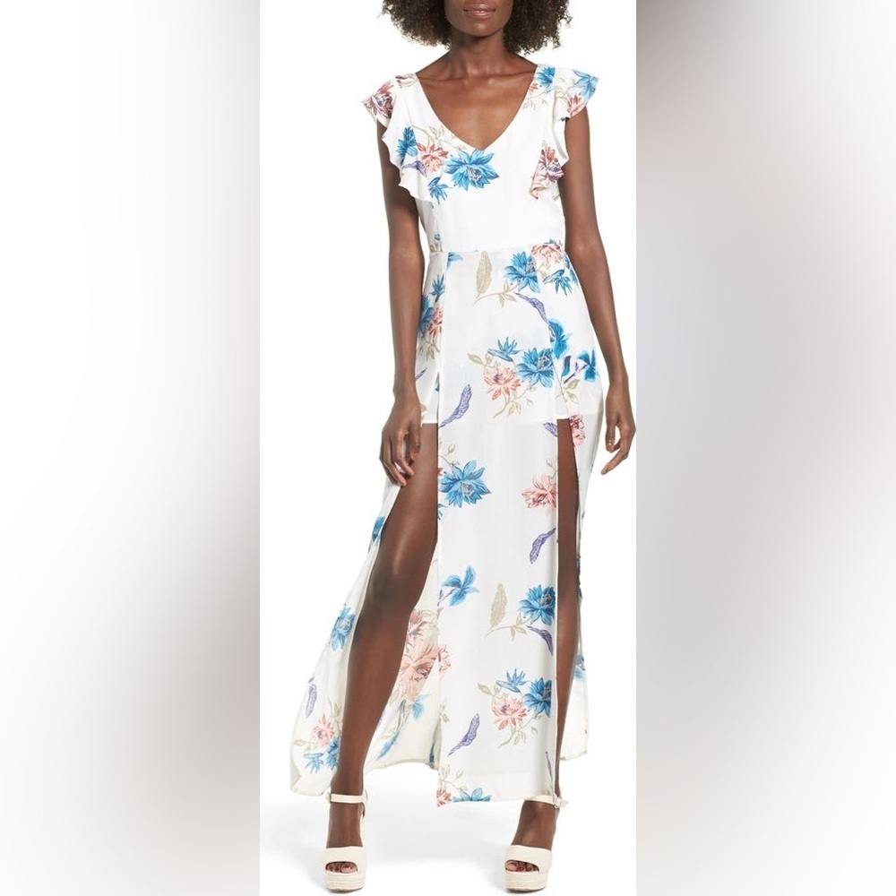 Women’s Floral Romper Maxi Dress - Picture 4 of 8